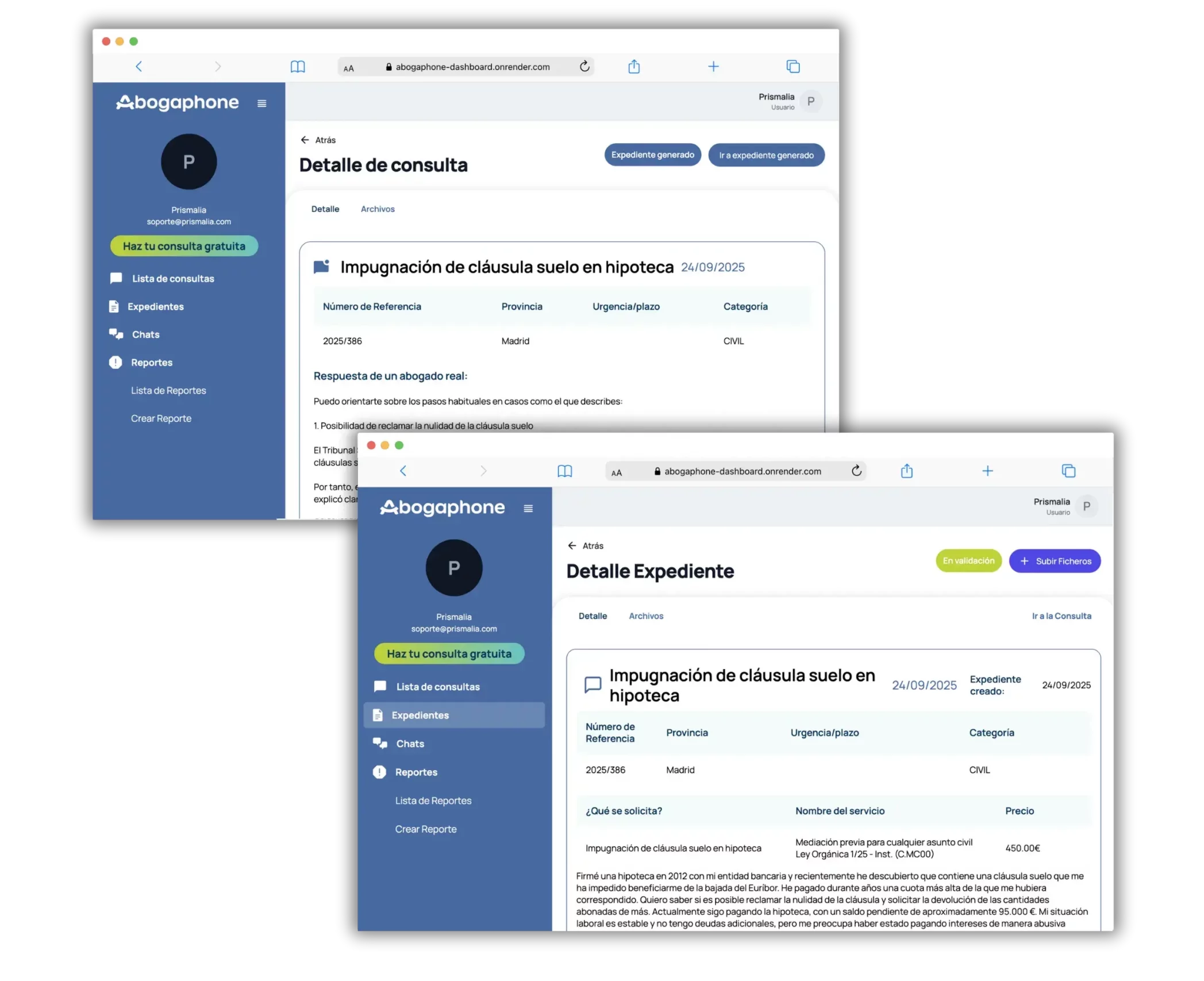 Plataforma: expediente