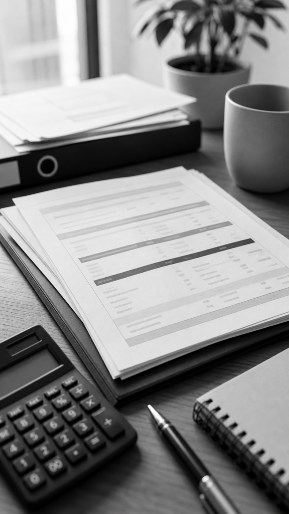 Extracto bancario con varias líneas resaltadas sin texto legible y calculadora, consulta legal online sobre comisiones bancarias indebidas en Abogaphone