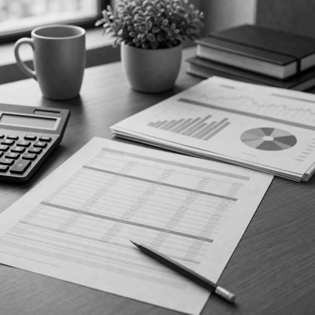 Documentos bancarios sobre una mesa, calendario con fechas marcadas, calculadora y carpeta de documentación bancaria, consulta legal online sobre documentación bancaria en Abogaphone