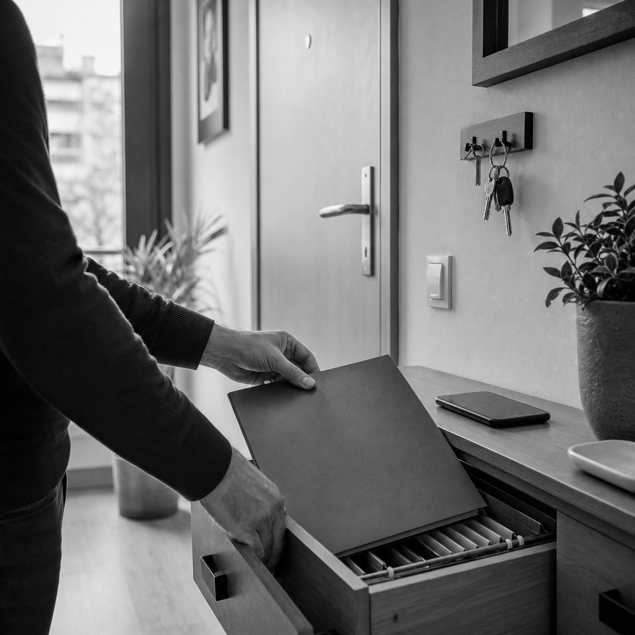 Carpeta de alquiler, llaves y puerta de vivienda, consulta legal online sobre iniciar un desahucio en Abogaphone