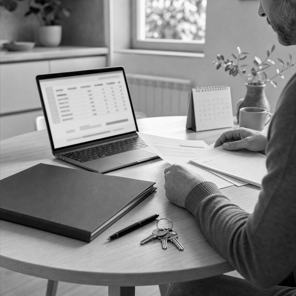 Contrato, calendario, calculadora y llaves, consulta legal online sobre actualizar la renta del alquiler en Abogaphone